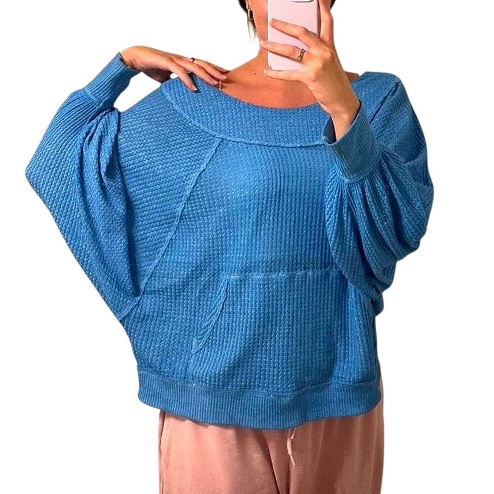 Free People Westend Sky Blue Thermal Sweater - XS